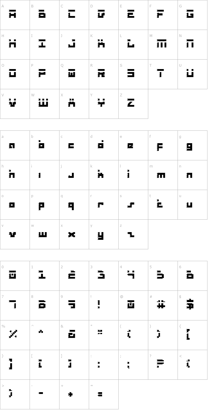 Character Map Roid Rage Condensed Font