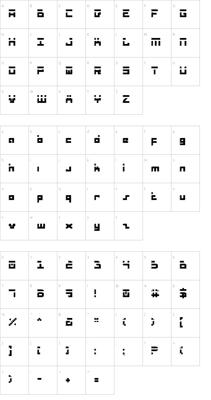 Character Map Roid Rage Font