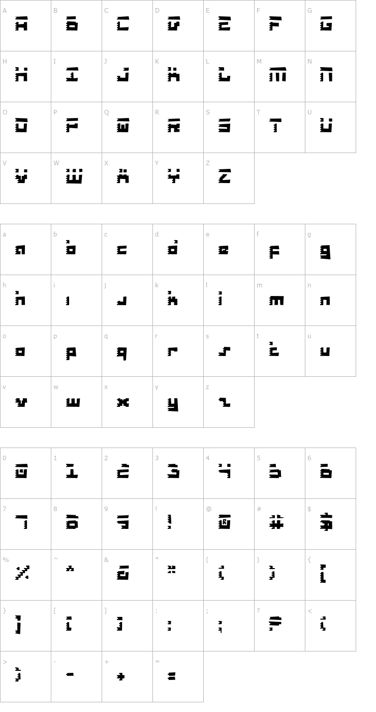 Character Map Roid Rage Rotate Font