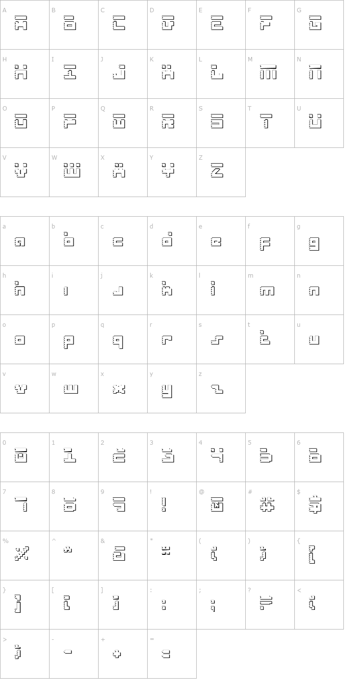 Character Map Roid Rage Shadow Font