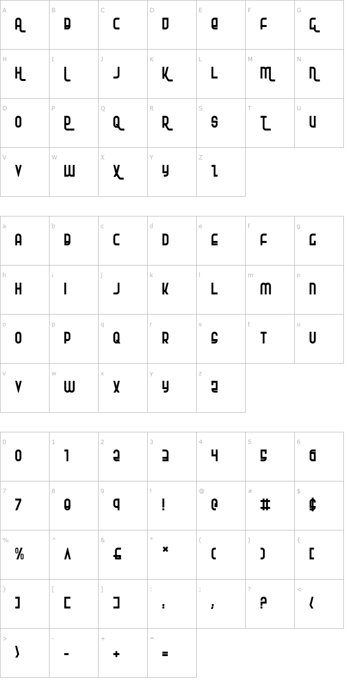 Character Map Ro'Ki'Kier Font