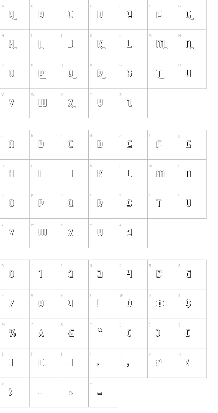 Character Map Ro'Ki'Kier Shadow Expanded Font