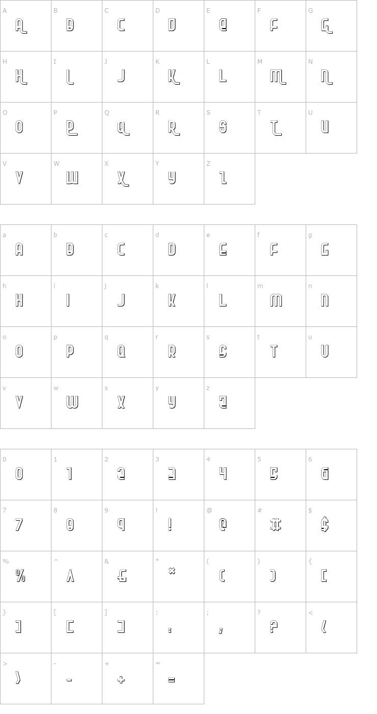 Character Map Ro'Ki'Kier Shadow Font