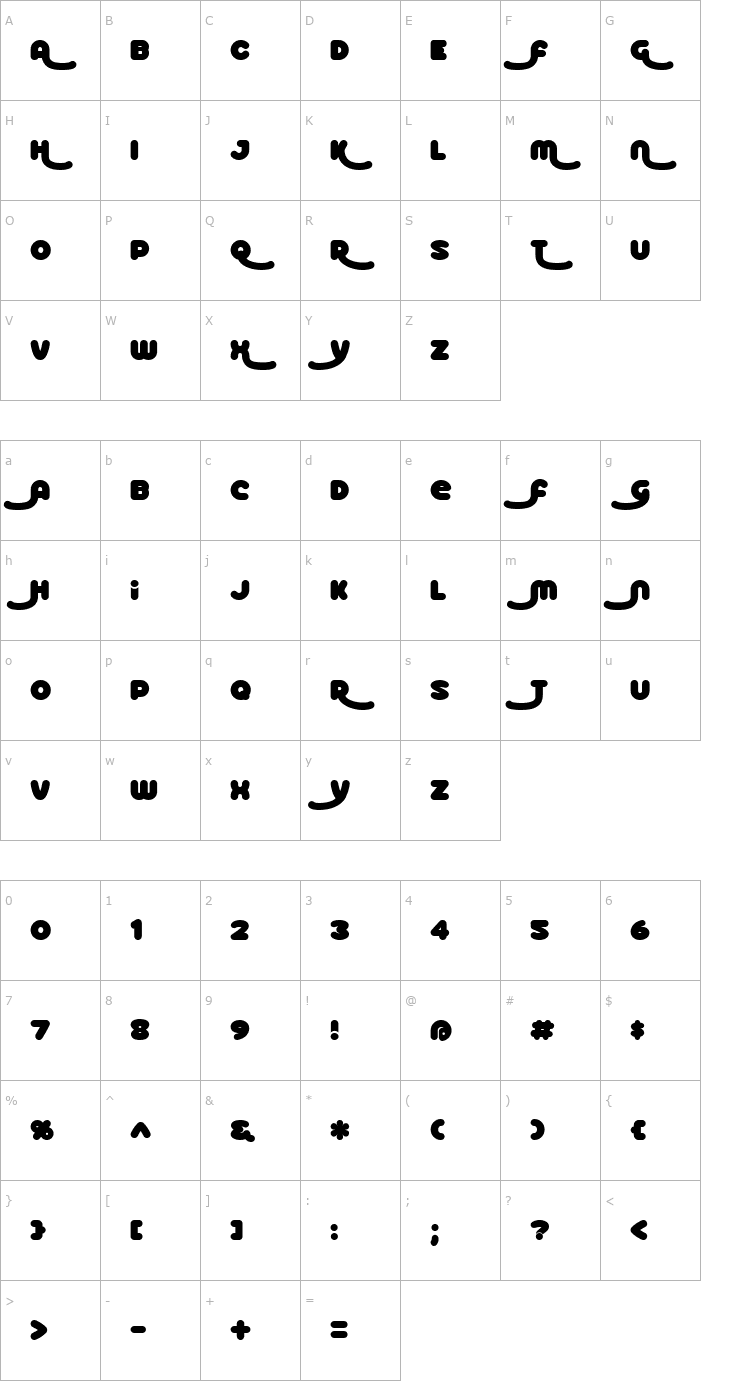 Character Map Roller Baby BV Alt Font