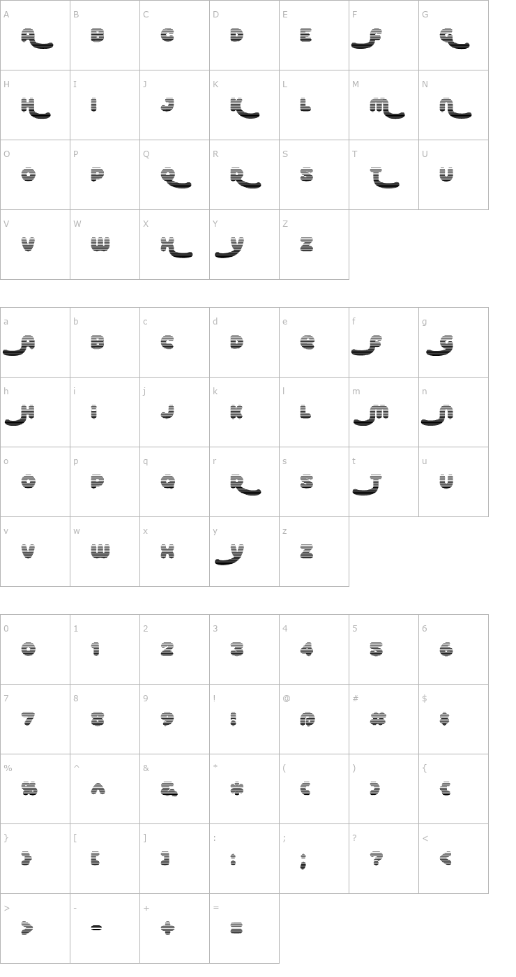 Character Map Roller Baby BV Alt Gradient Font