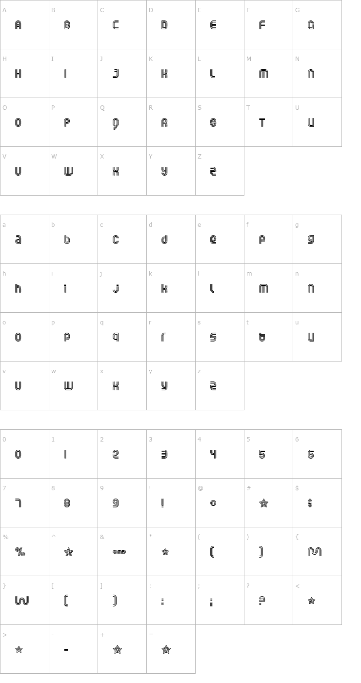 Character Map Rolloglide Font