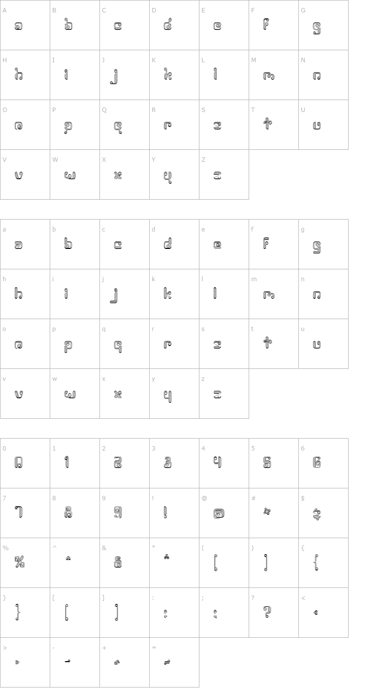 Character Map Rollover Outline Font