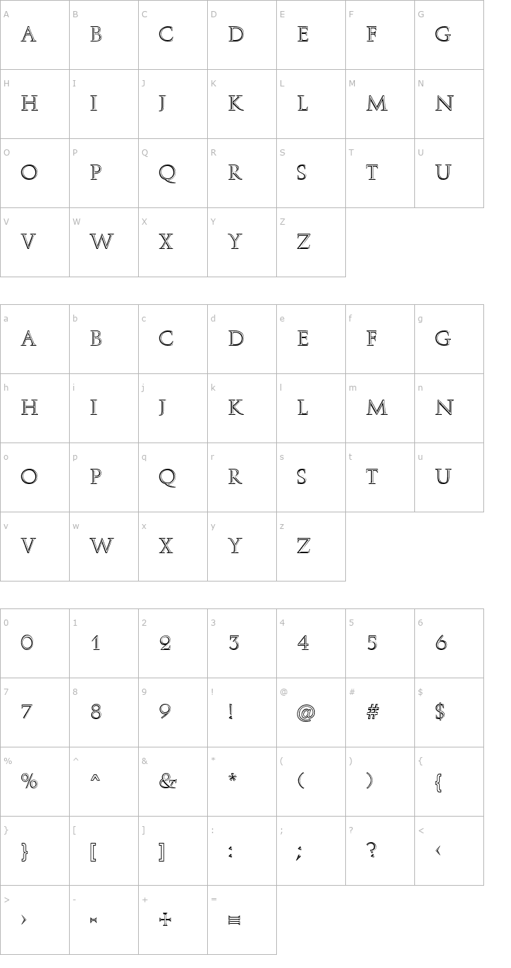 Character Map Roman Stonecut Font