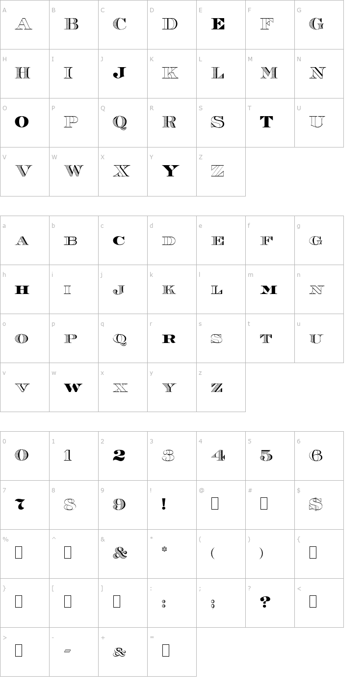 Character Map Roman38-Sample Font