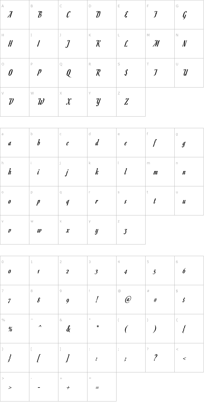 Character Map Romanesco Font