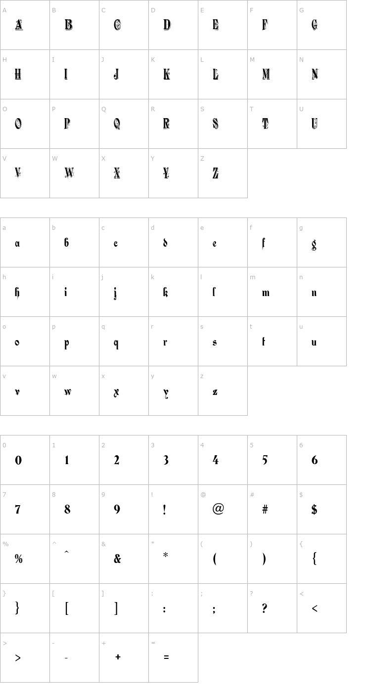 Character Map Romanesque Normal Font
