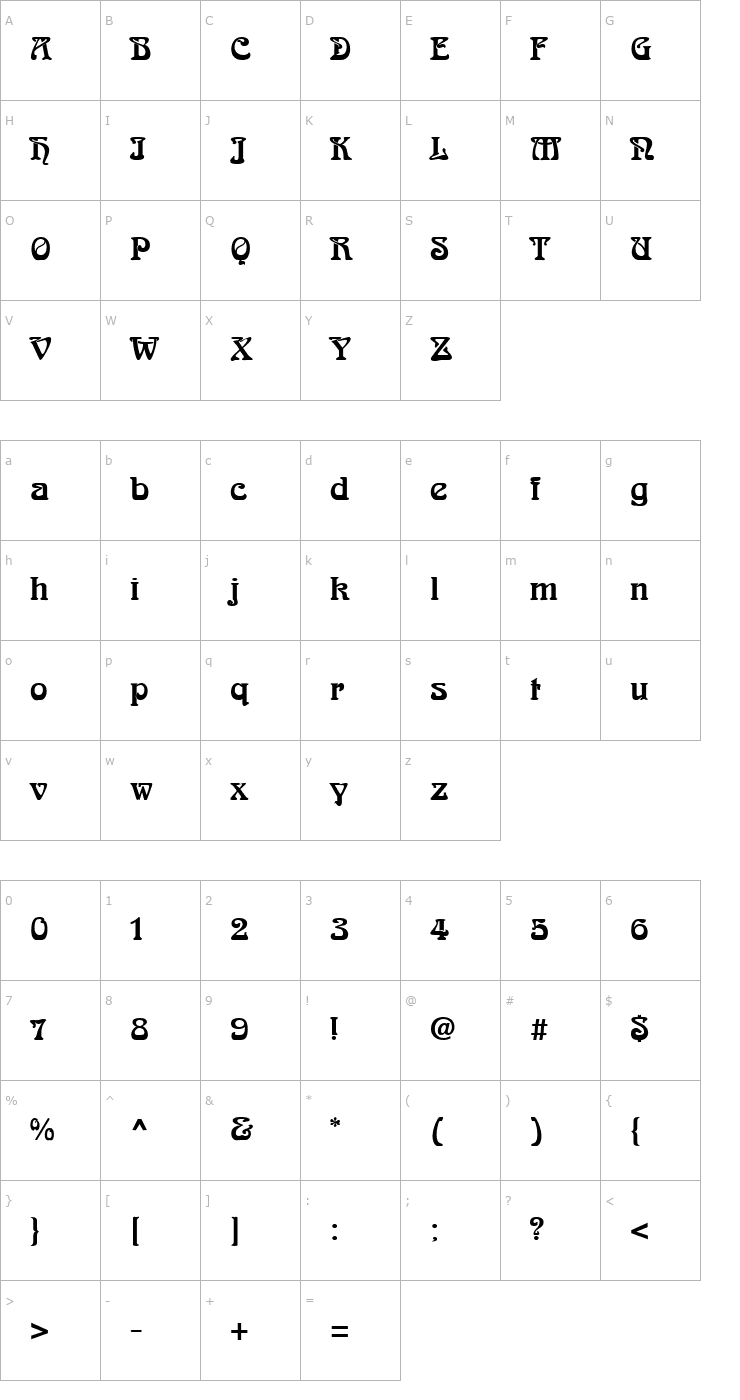 Character Map Romaneste Regular Font
