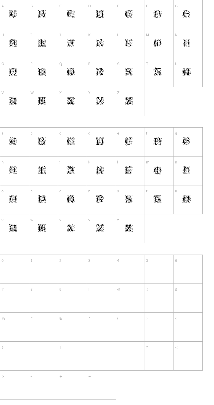 Character Map Romantik Font