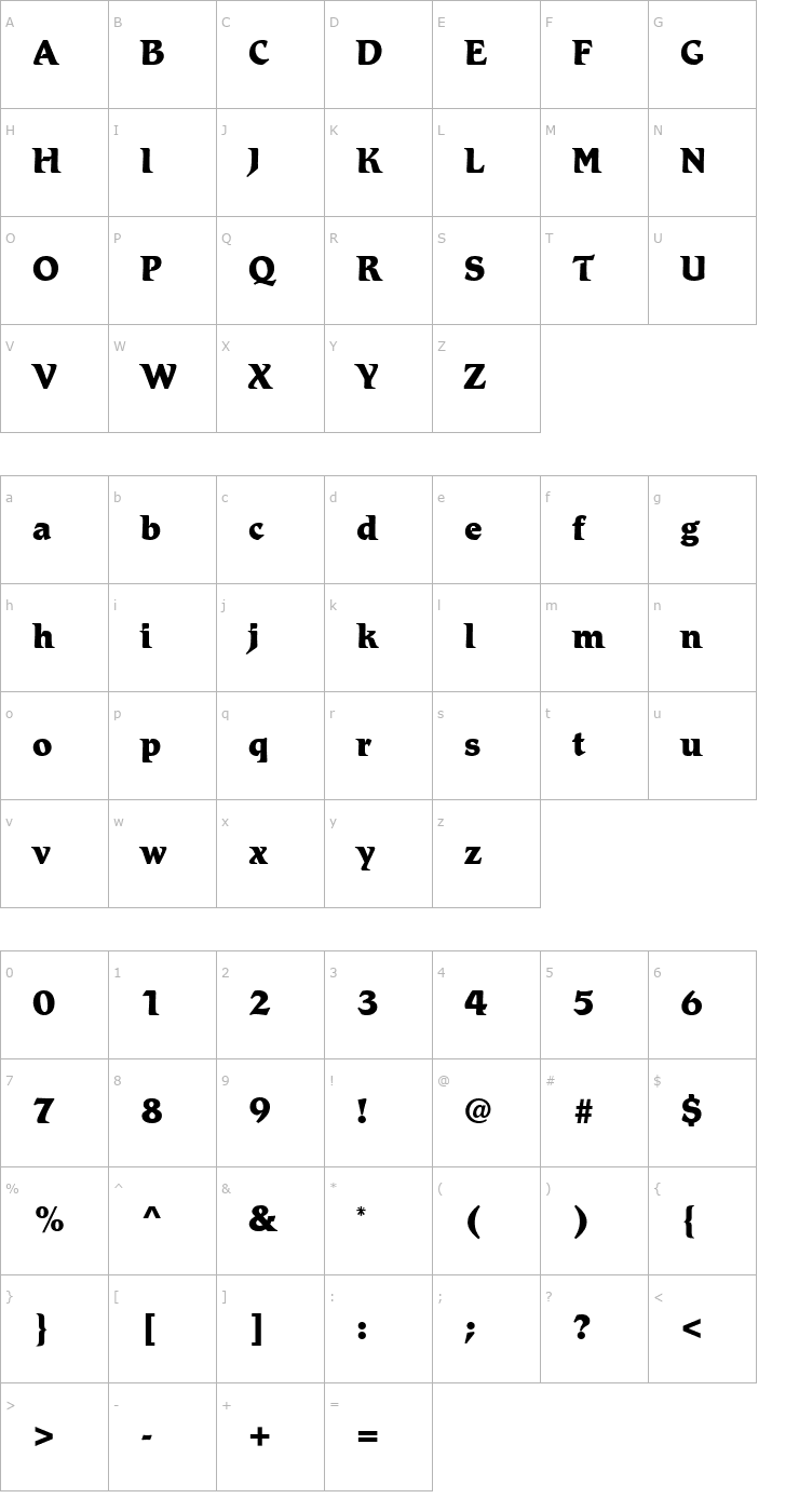 Character Map Romic-ExtraBold Font