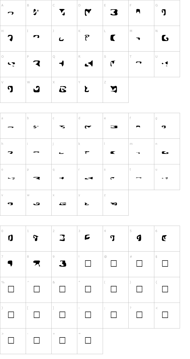 Character Map Romulan Font