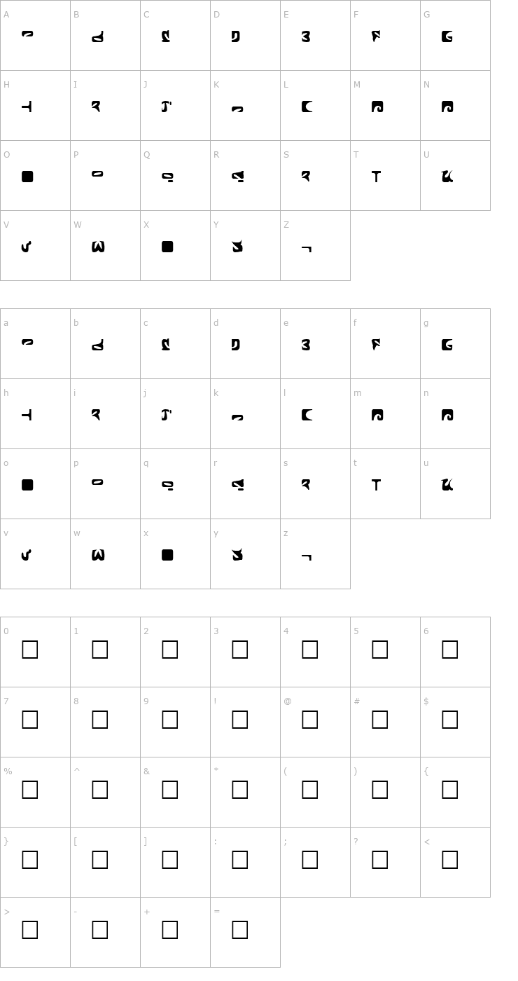 Character Map Romulus Plain Font