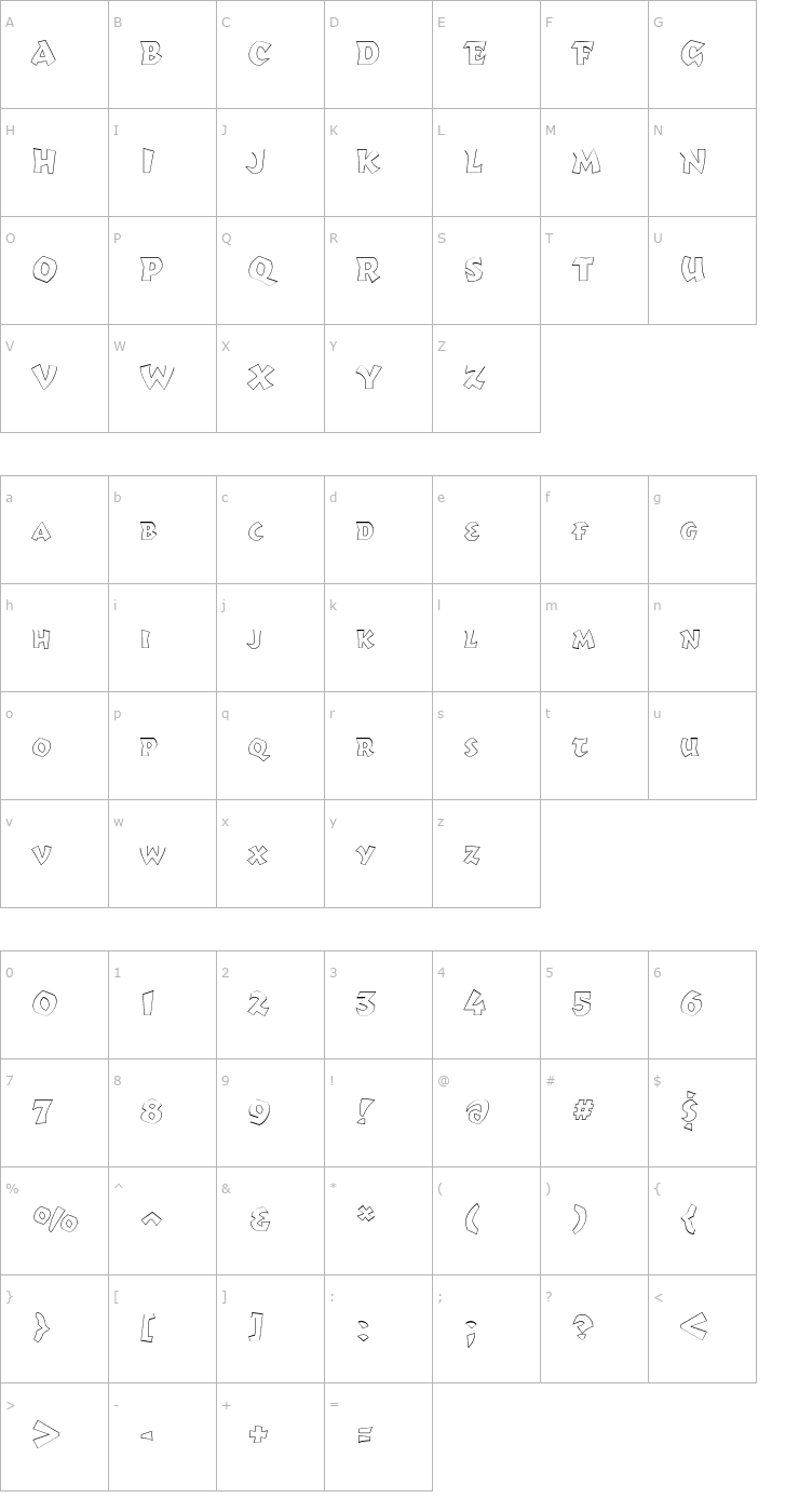 Character Map RomulusOutline Black Font