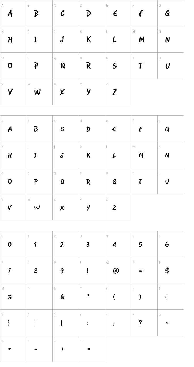 Character Map Romy Caps Font