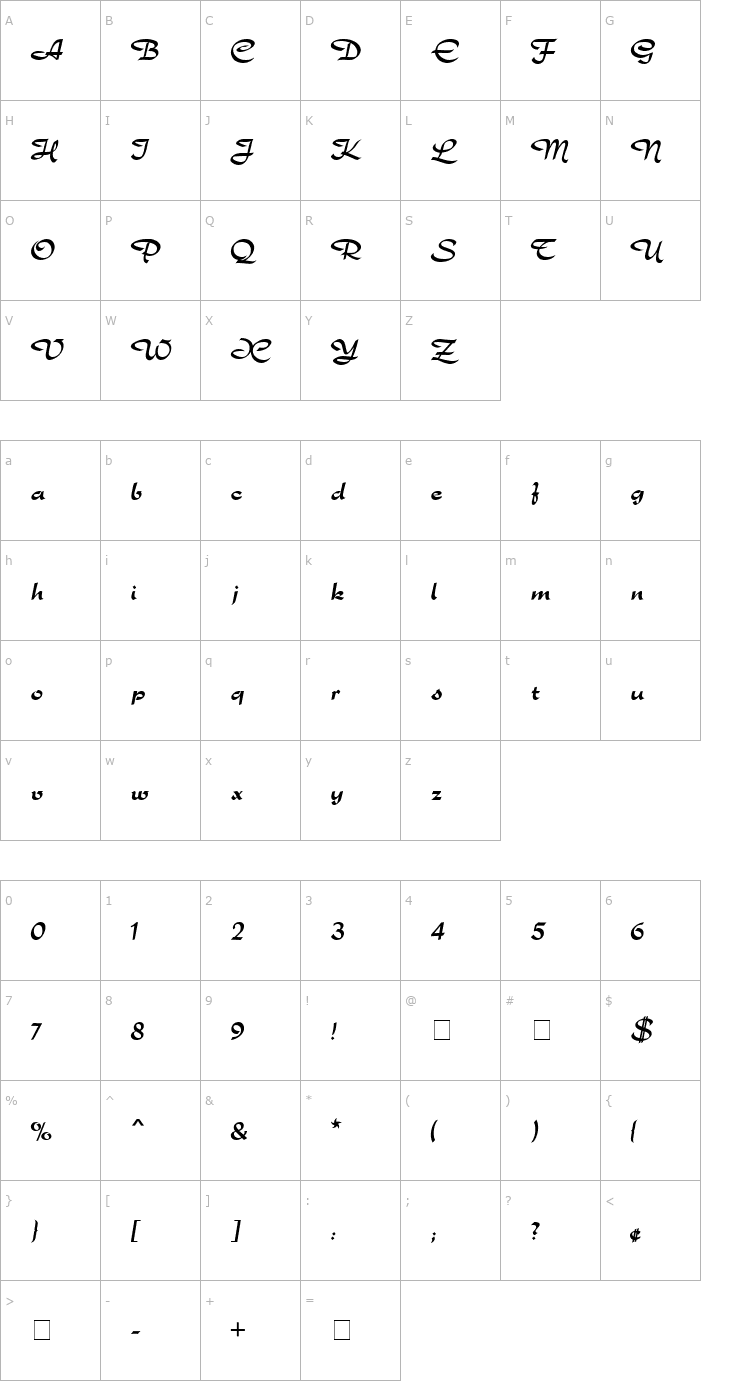 Character Map Rondo MN Font