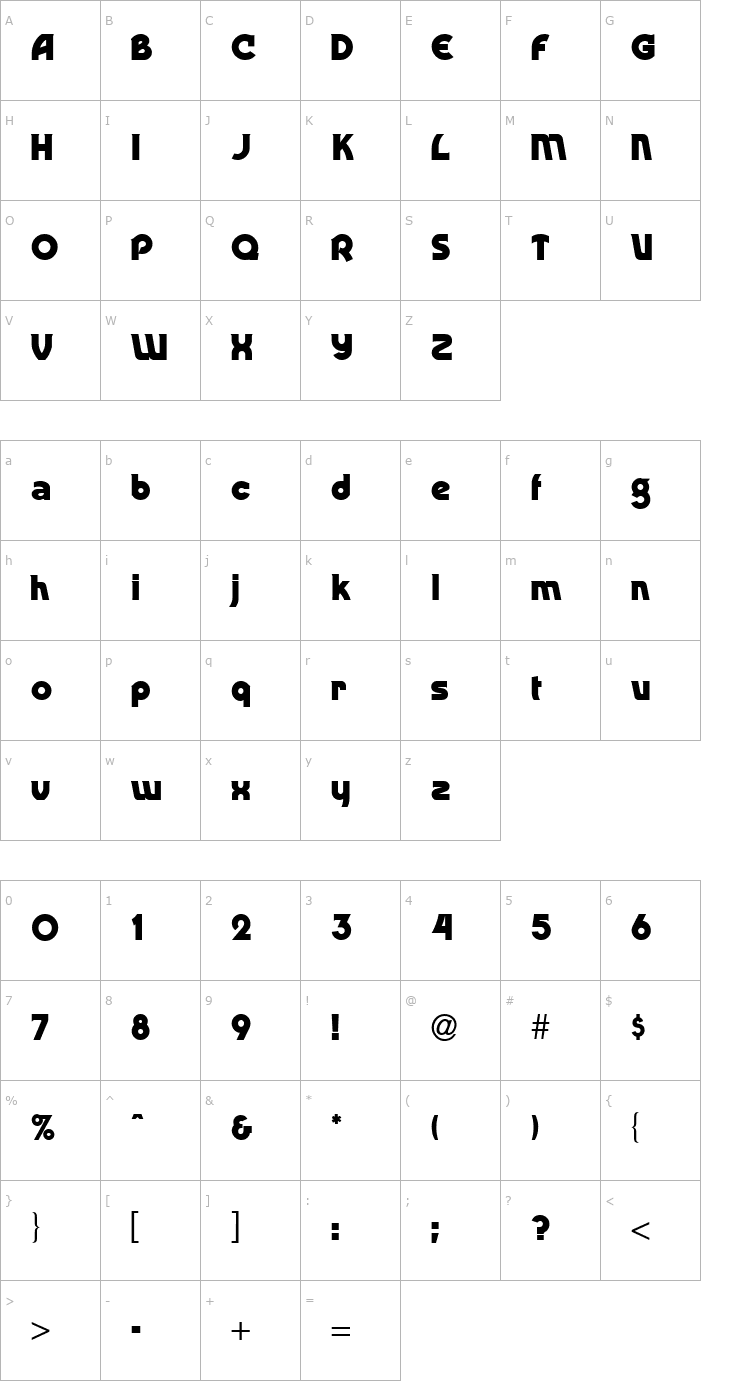 Character Map Rondo Normal Font