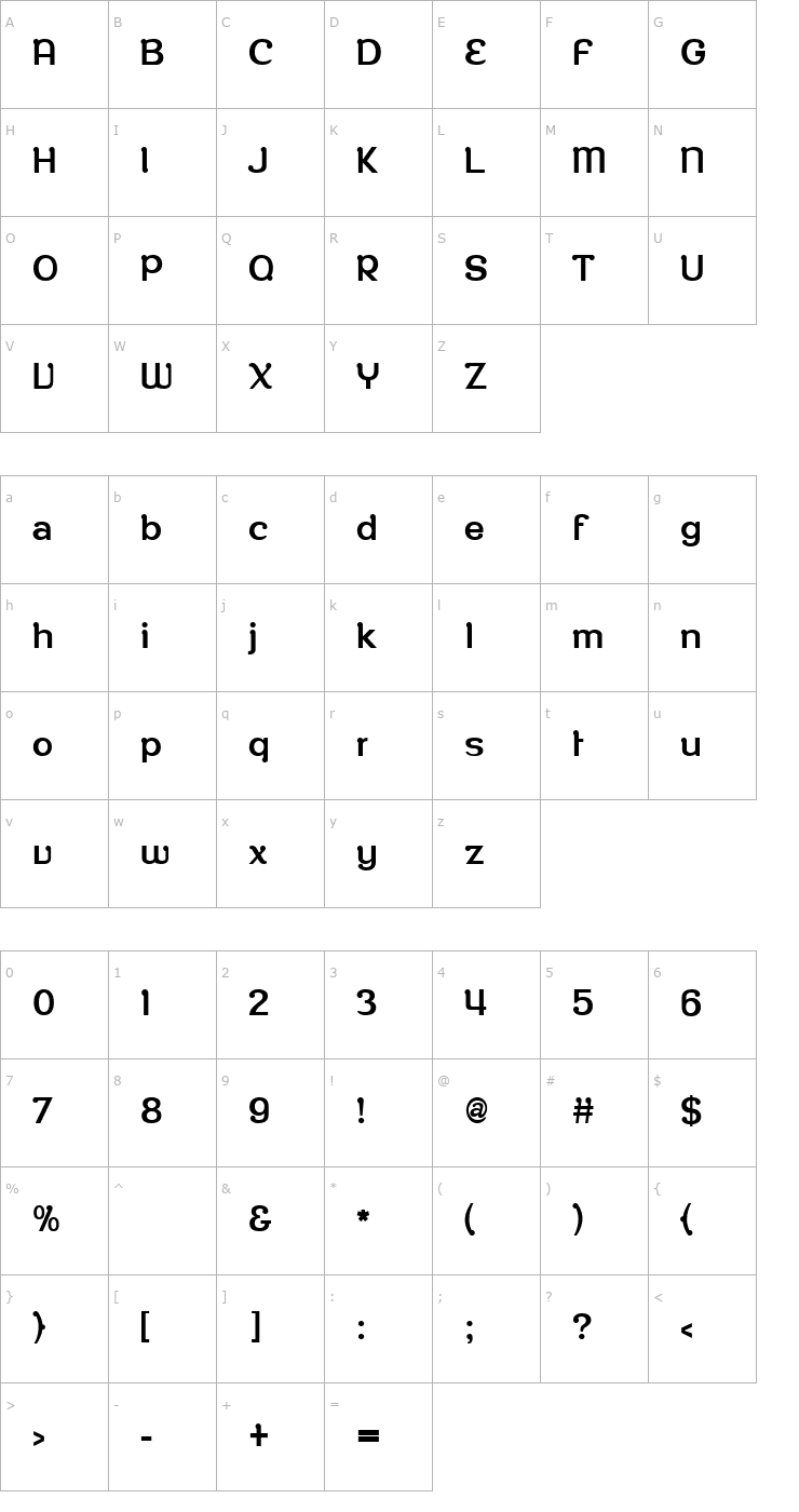 Character Map RoppongiThin Font