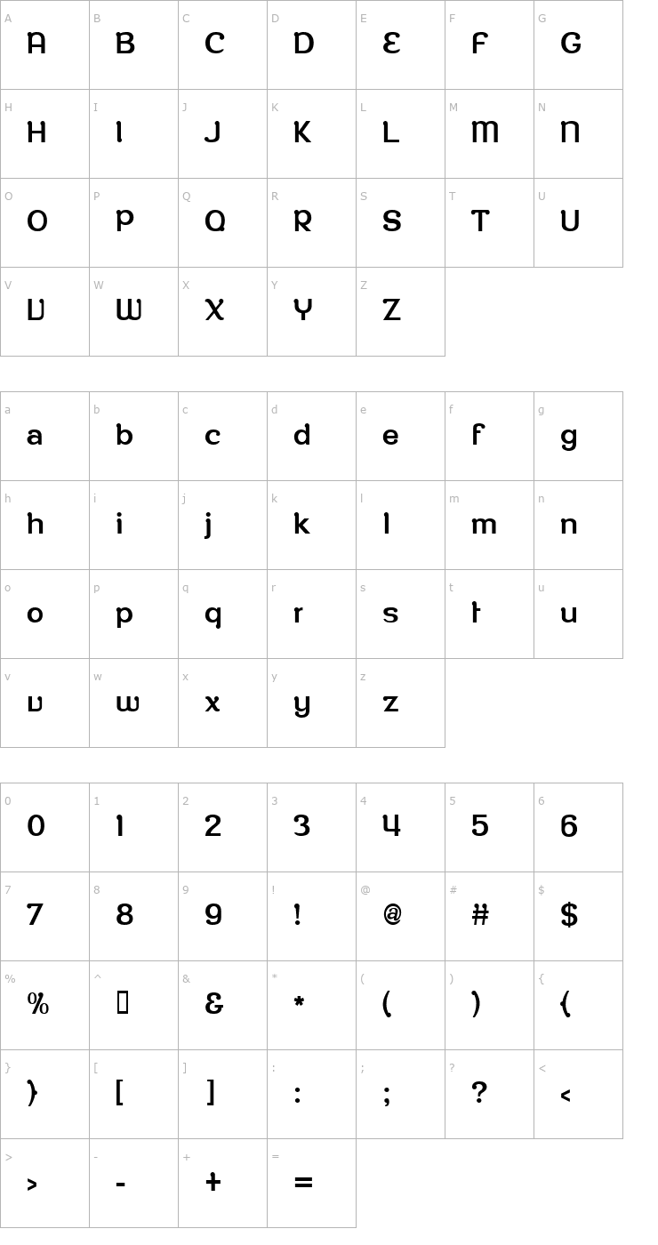 Character Map RoppongiThinA Font