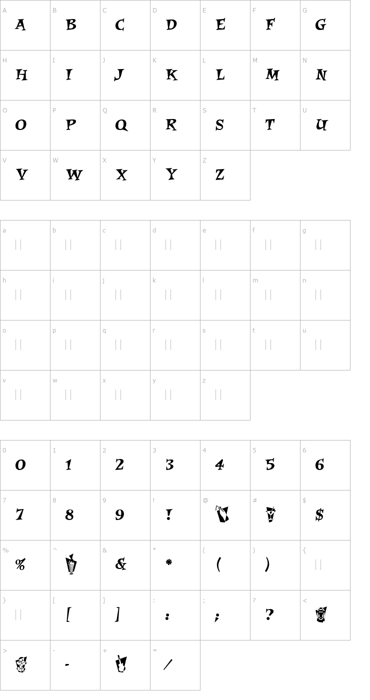 Character Map Roquette LET Plain1.0 Font