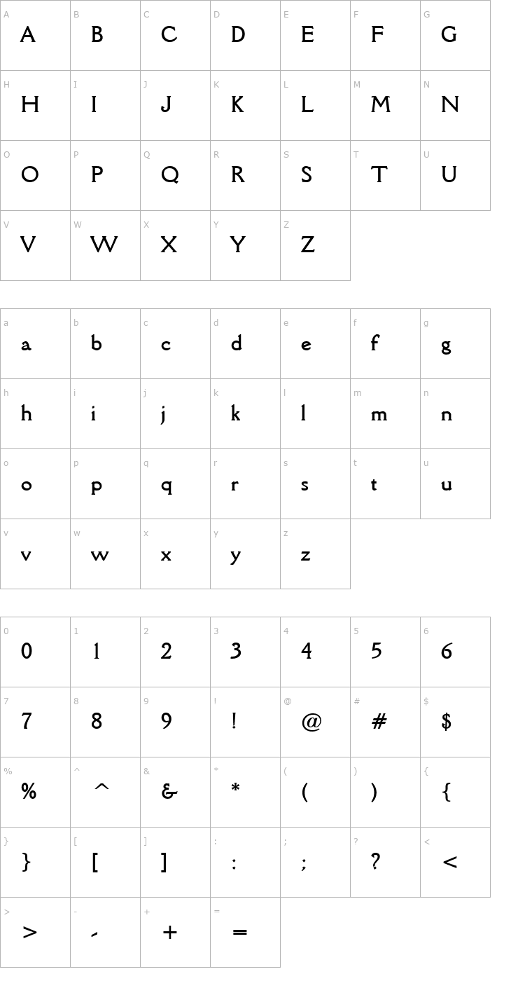 Character Map Rory Bold Font