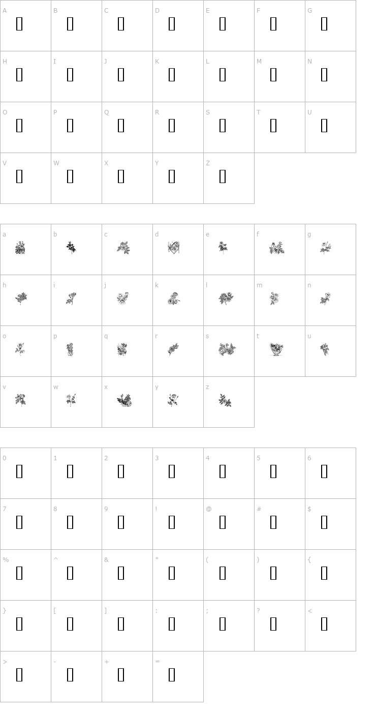 Character Map Rose Font