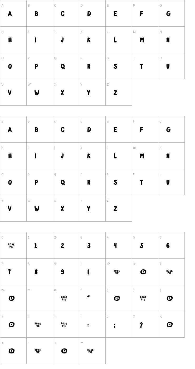 Character Map Rose Pie Font