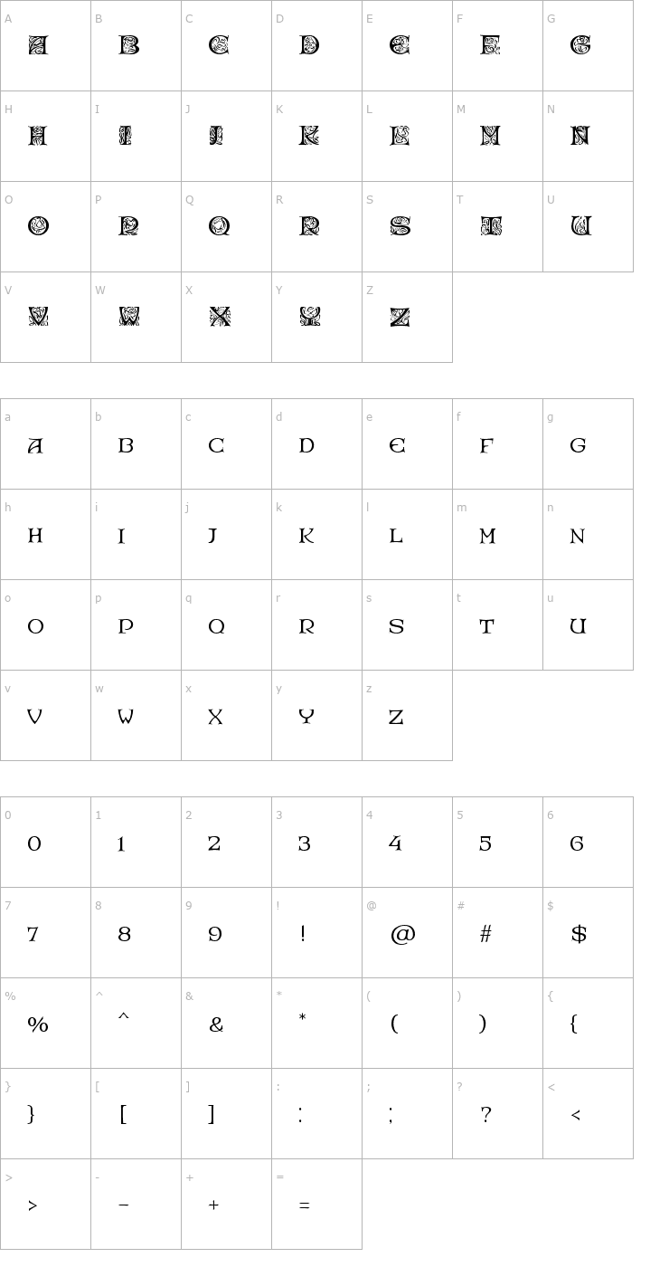 Character Map RoseGardenEF-Regular Font