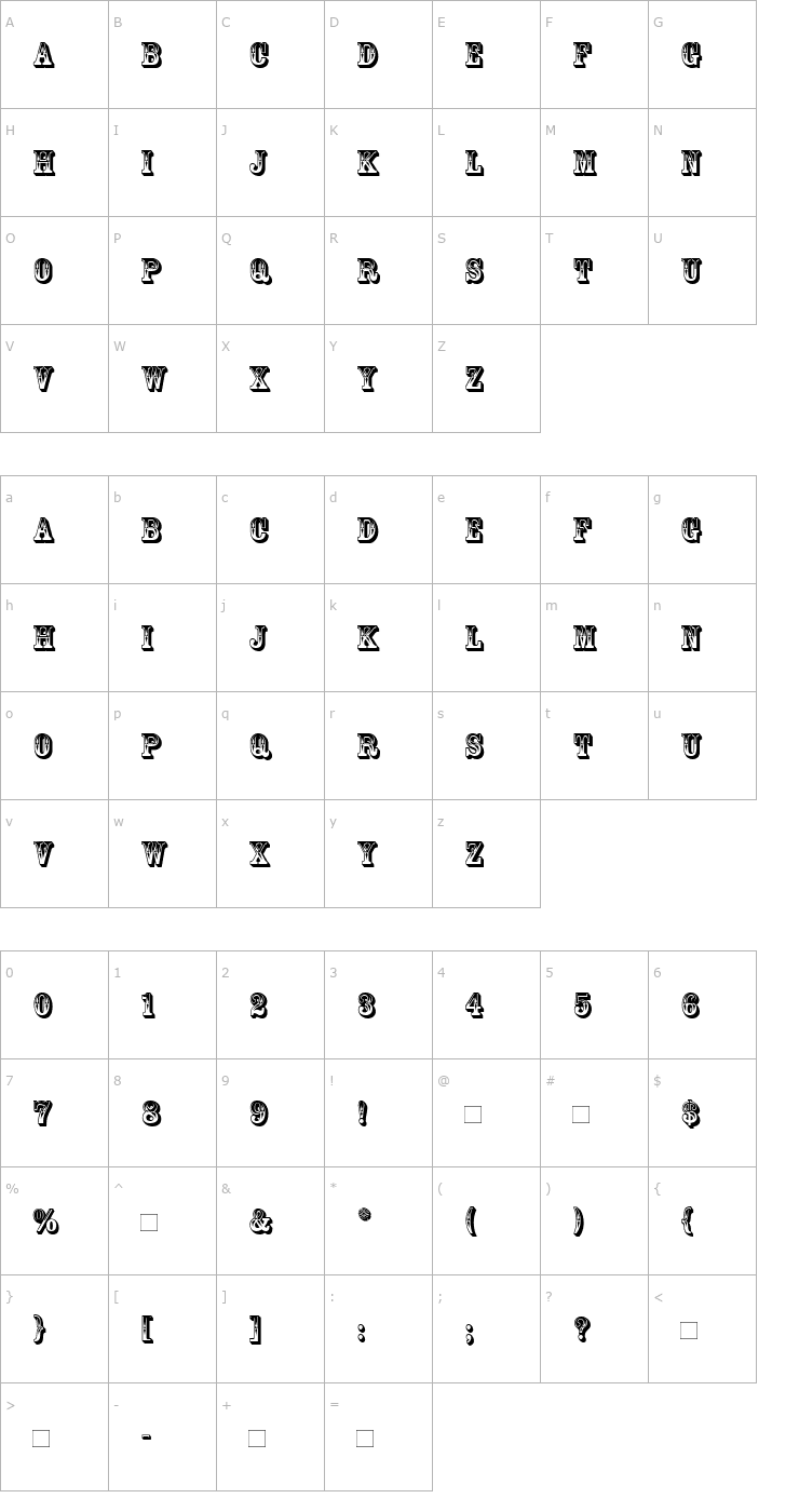 Character Map Rosewood Font