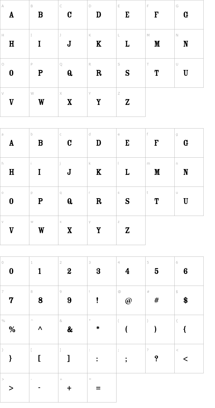 Character Map RosewoodStd-Fill Font