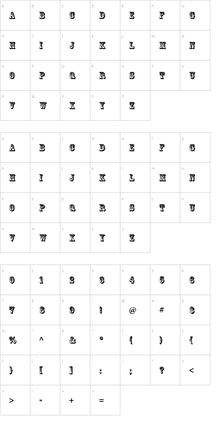 Character Map RosewoodStd-Regular Font