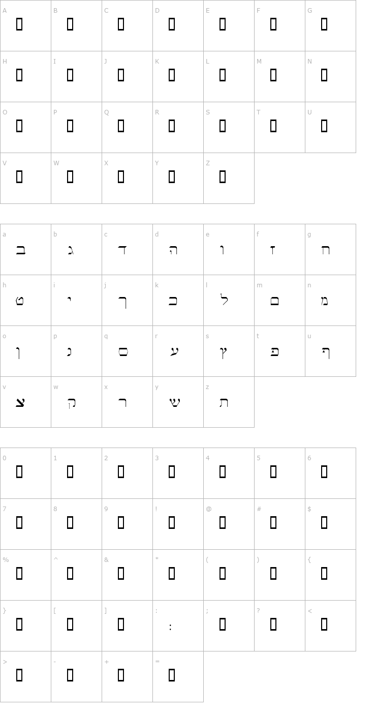 Character Map Roshem Font