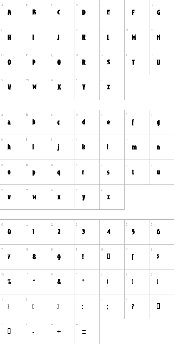 Character Map Roslyn Contour Font