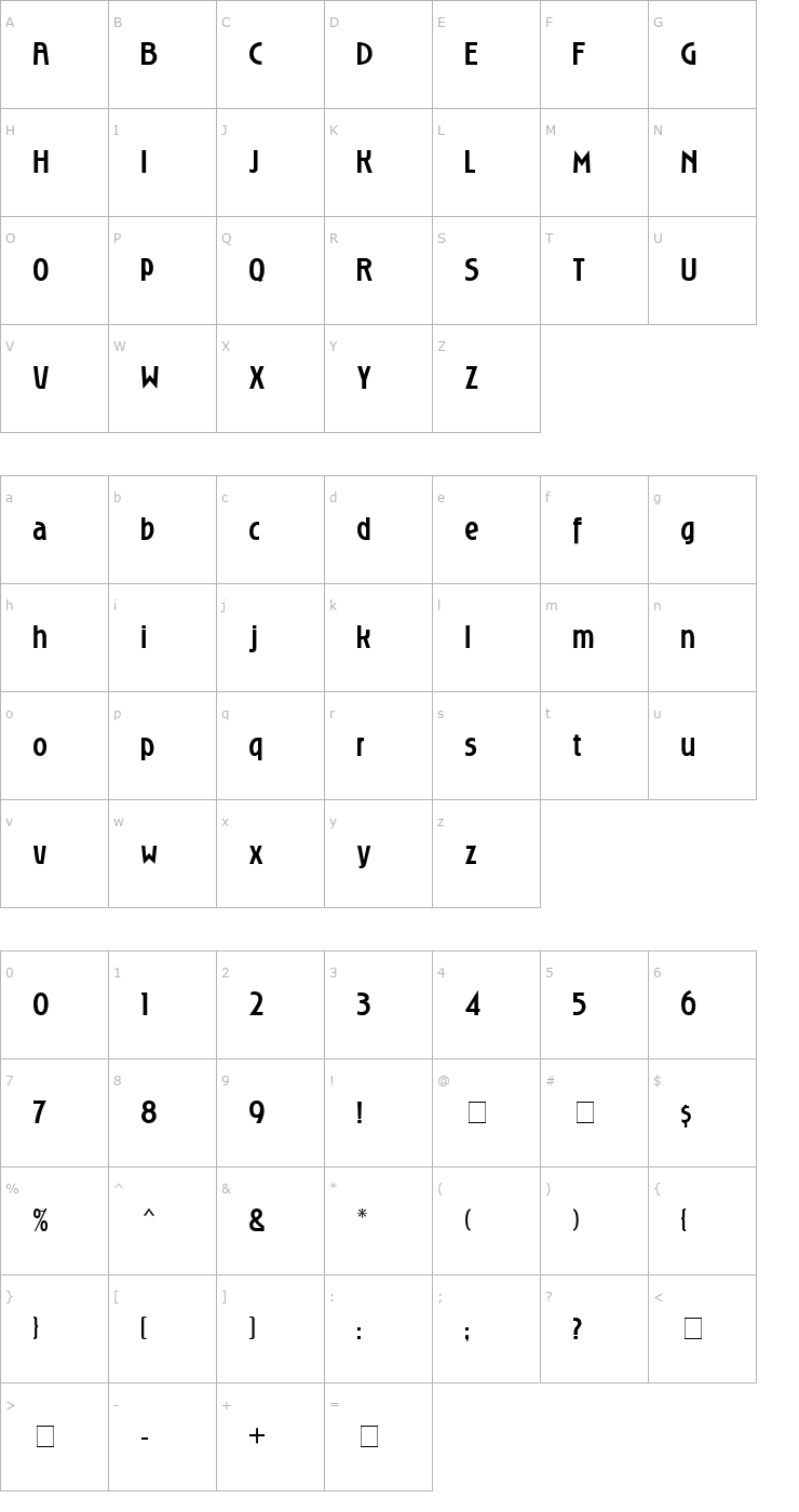 Character Map Roslyn MN Font