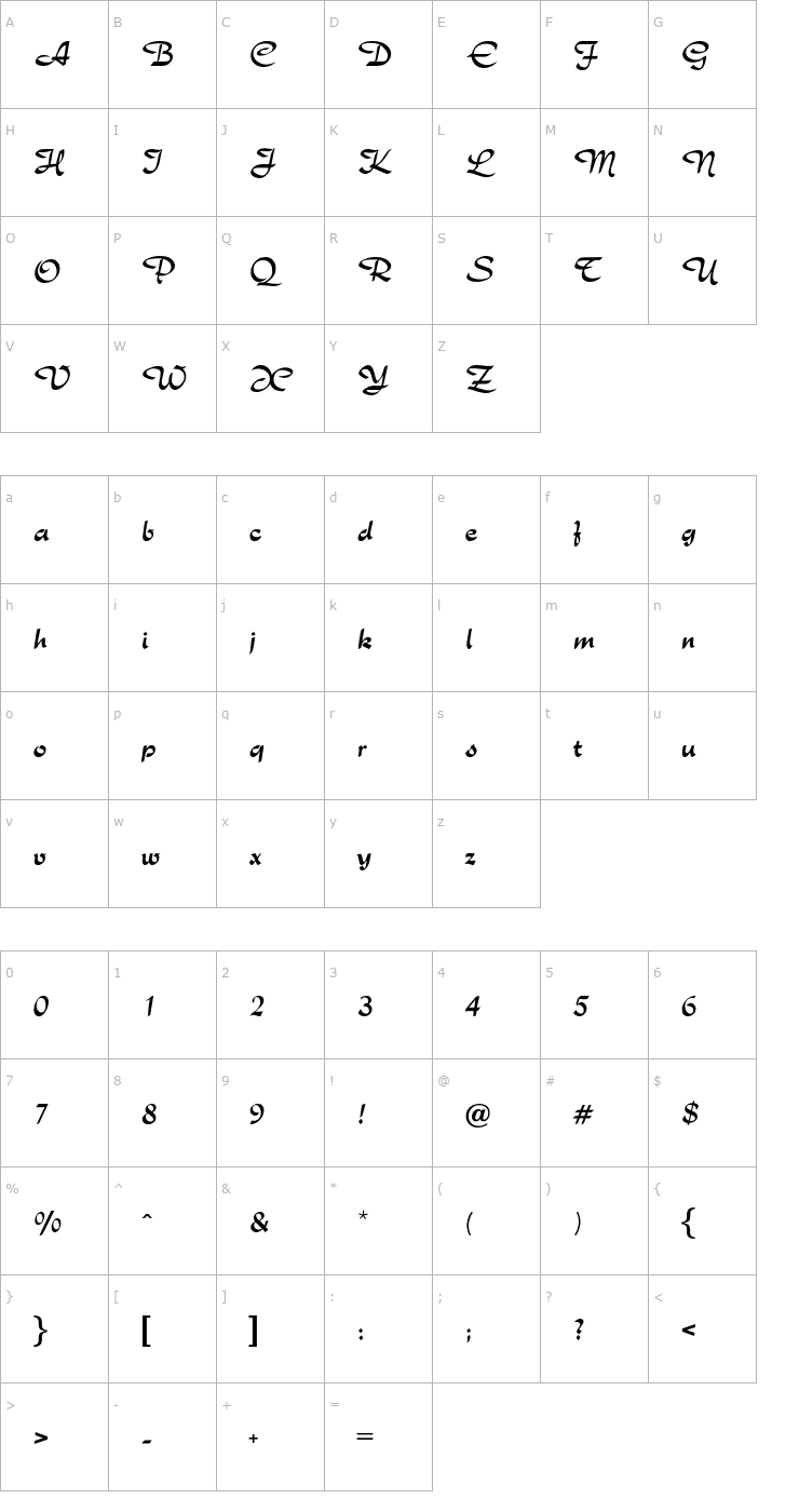 Character Map Rostrum Font