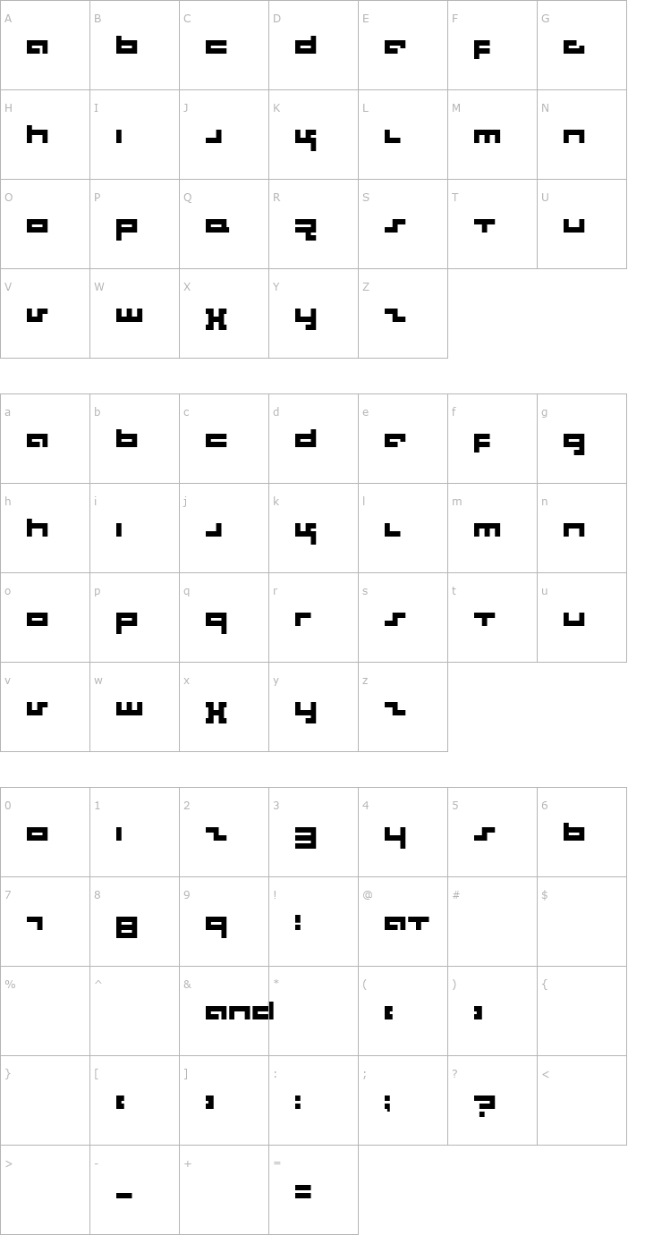 Character Map Rotek Font
