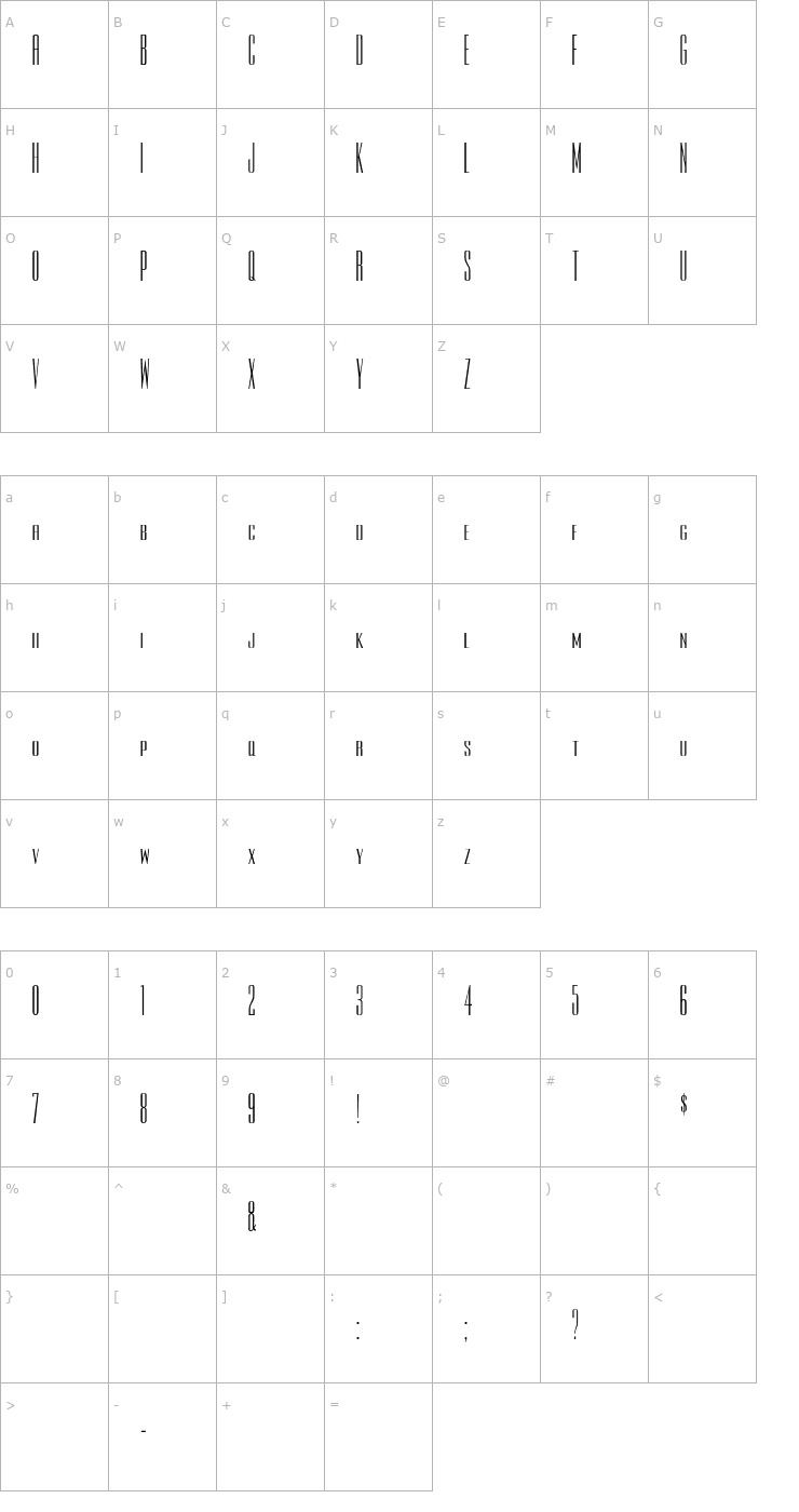 Character Map Rothman Font