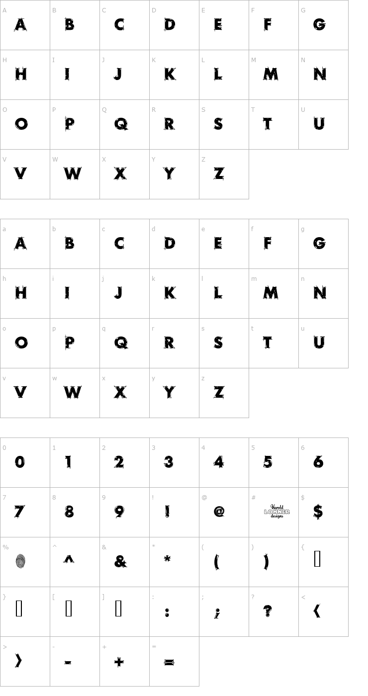 Character Map Rough Draft Font