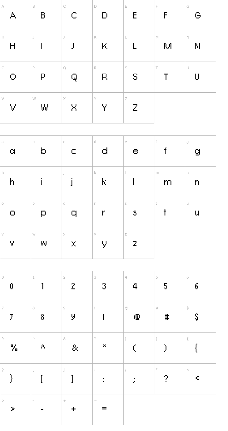 Character Map Rough01 Becker Font