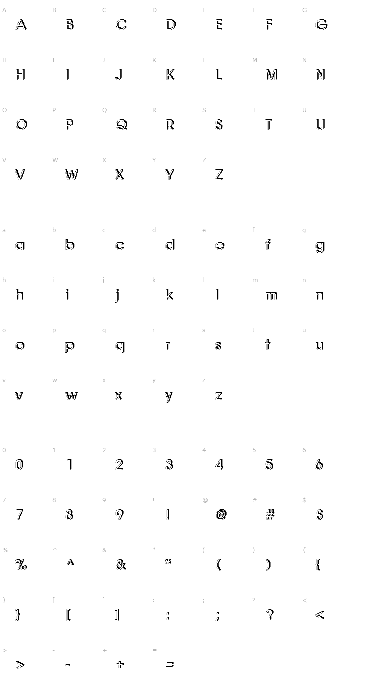 Character Map Rough06 Becker Font