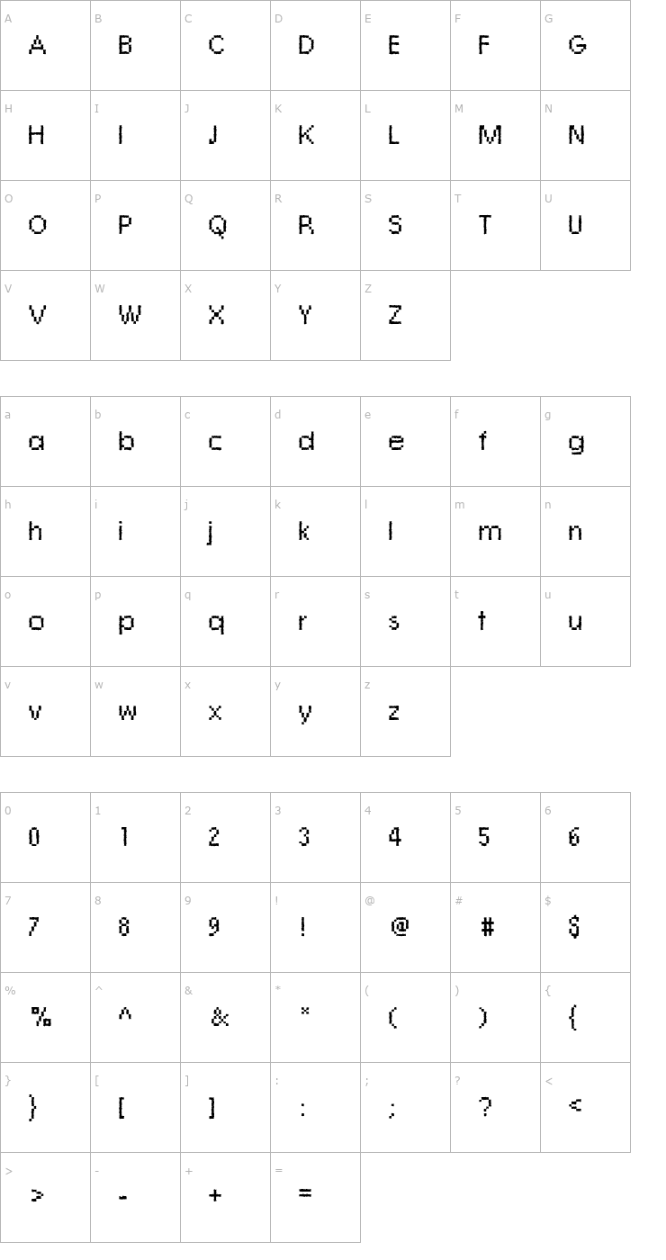 Character Map Rough07 Becker Font