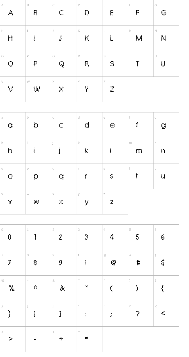 Character Map Rough08 Becker Font