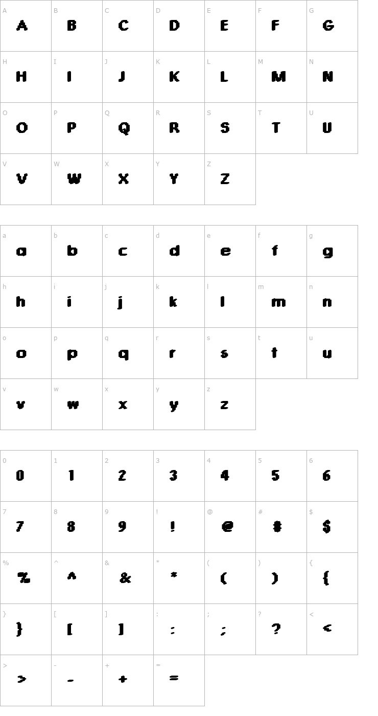 Character Map Rough09 Becker Font