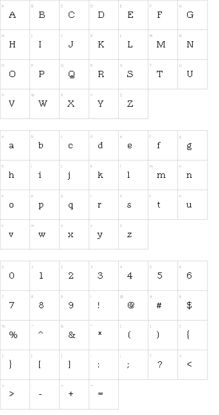 Character Map Rough11 Becker Font