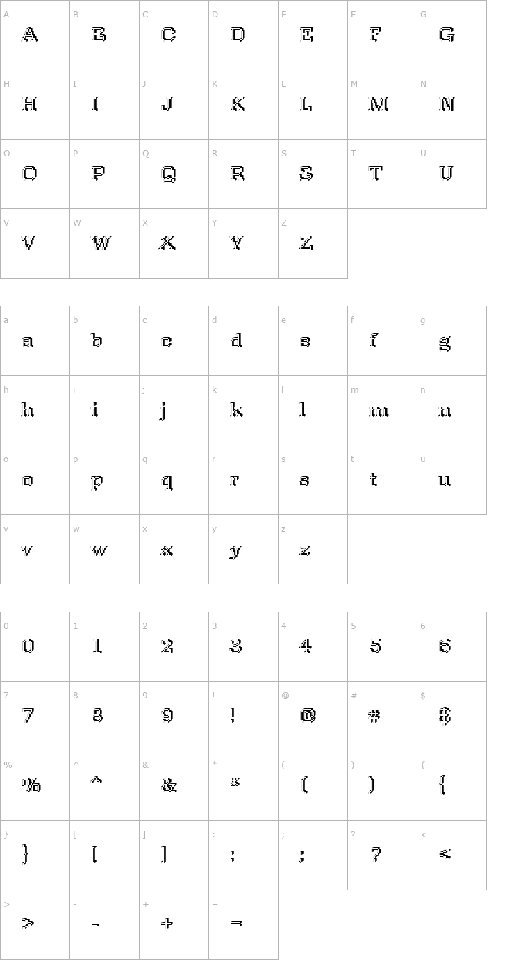 Character Map Rough15 Becker Font