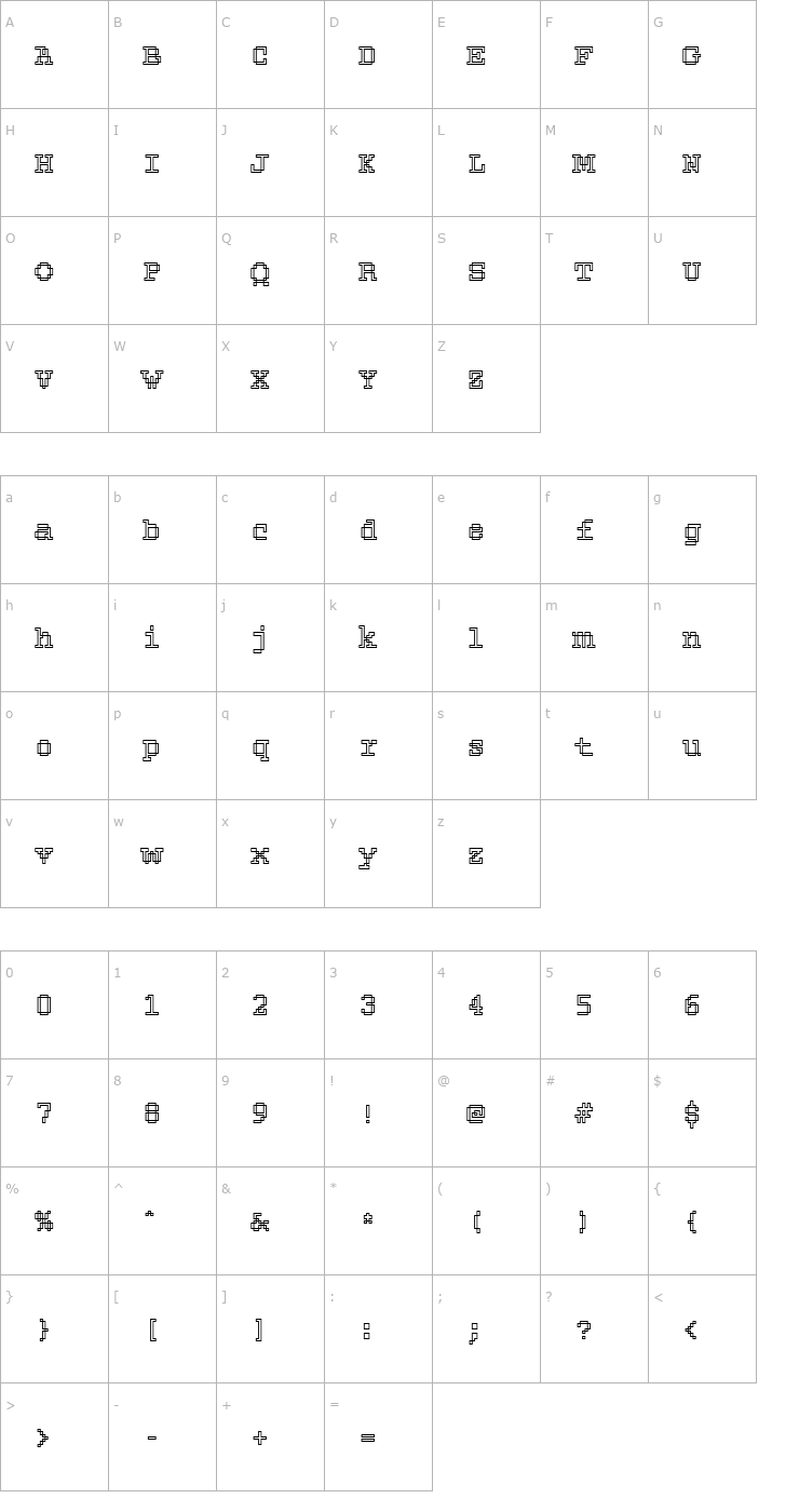 Character Map Rough23 Becker Font