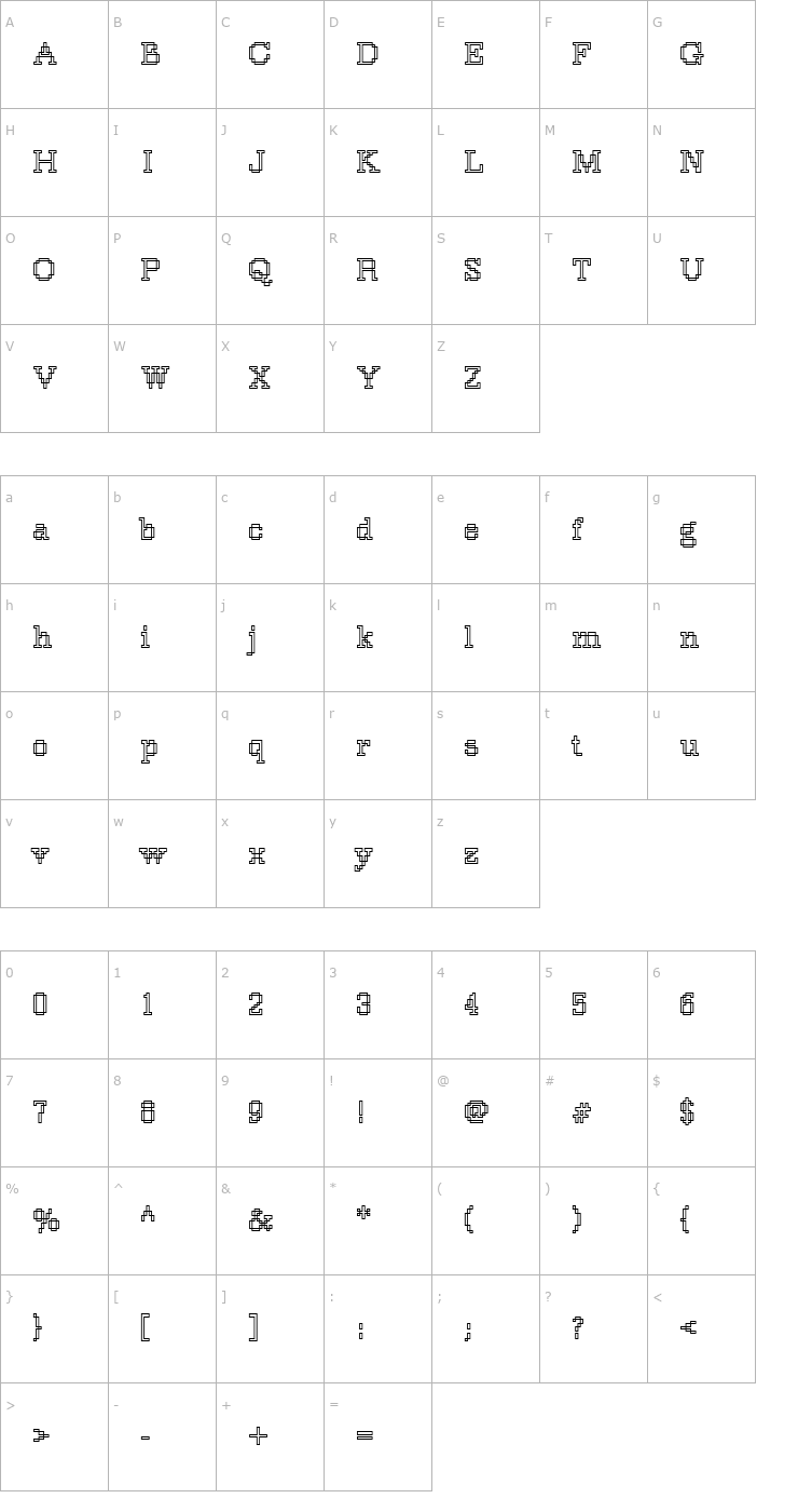 Character Map Rough33 Becker Font